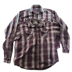 2 Flawed Five Brother Mens Shirt 2XLT Lot Of Two Plaid Flannel Button Up Western